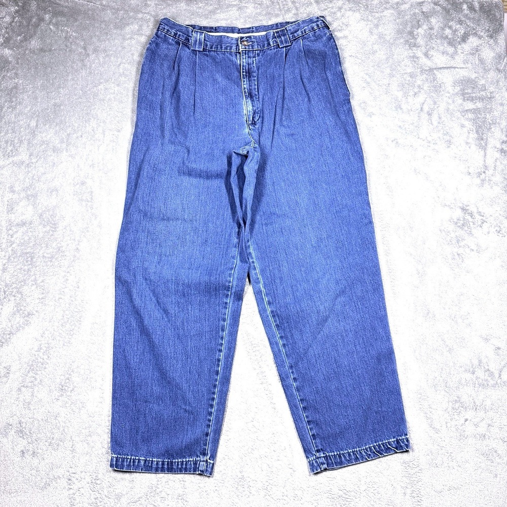 Savane Denim Jeans Mens 32x30 Pleated Front Relaxed Fit Blue Vintage